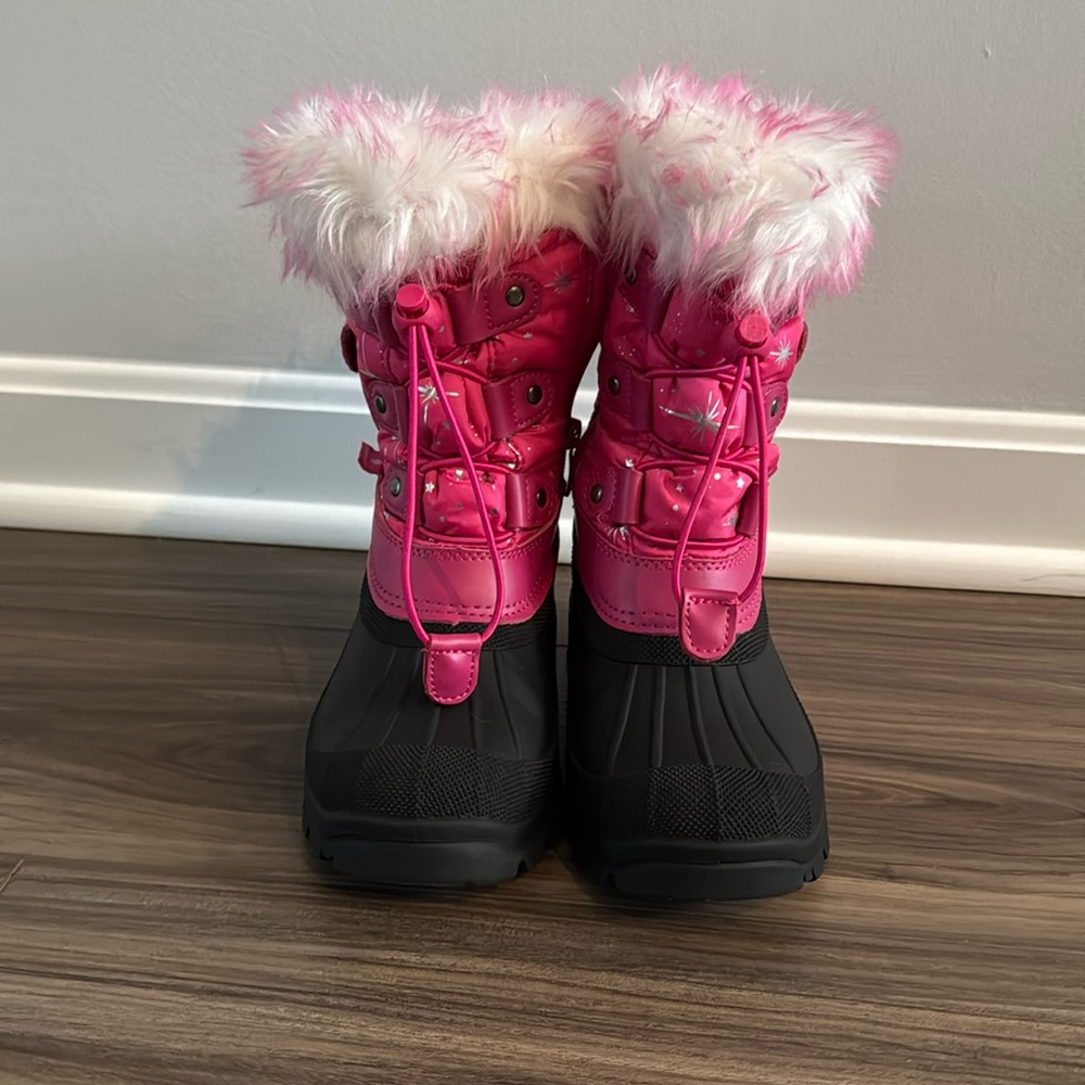 Girls Dream Pairs pink and black waterproof winter snow boots with fur size 13